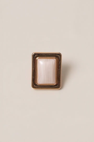 White Polished Frame Ring