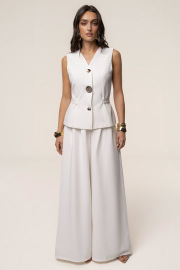 White Costa Tailored Pant Set