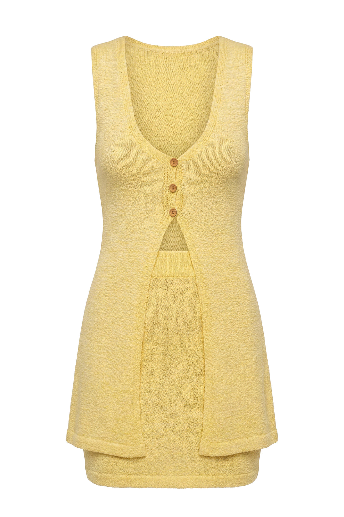 Yellow Drift Knit Skirt Set