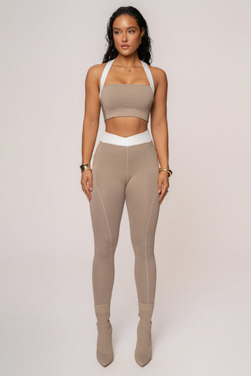 Beige/White Inspire Movement Leggings