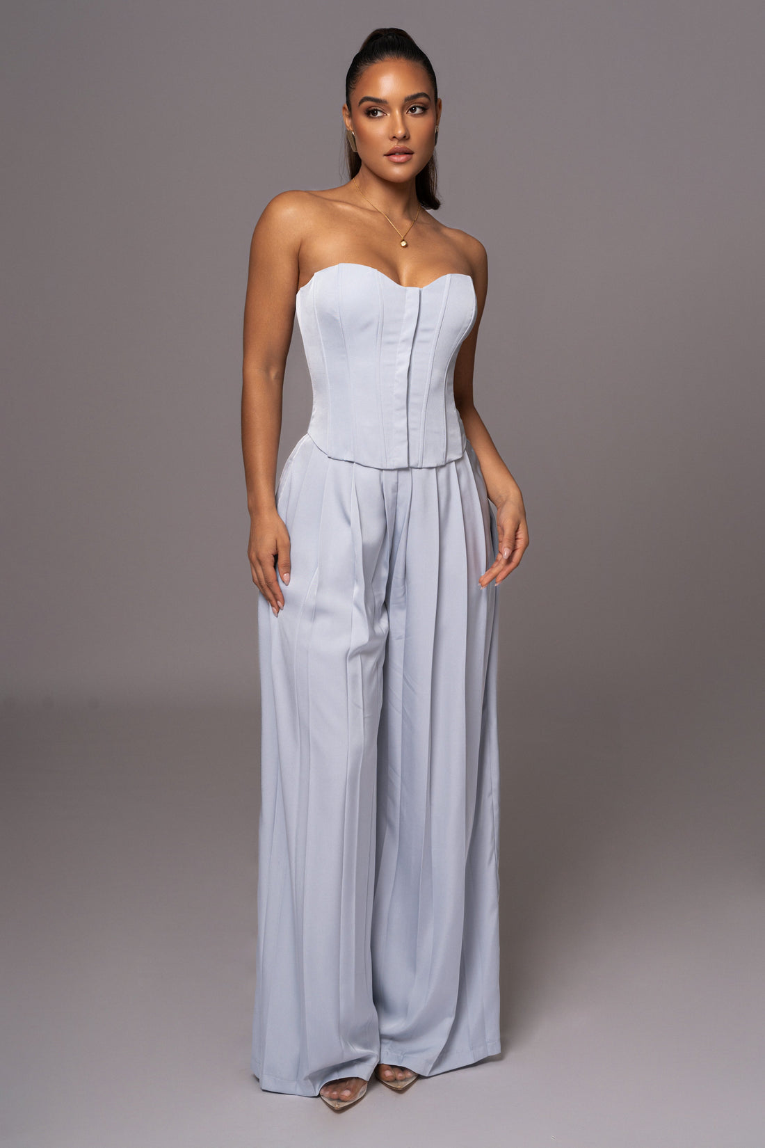 Blue Viv Satin Bustier Top de VÍA LABEL
