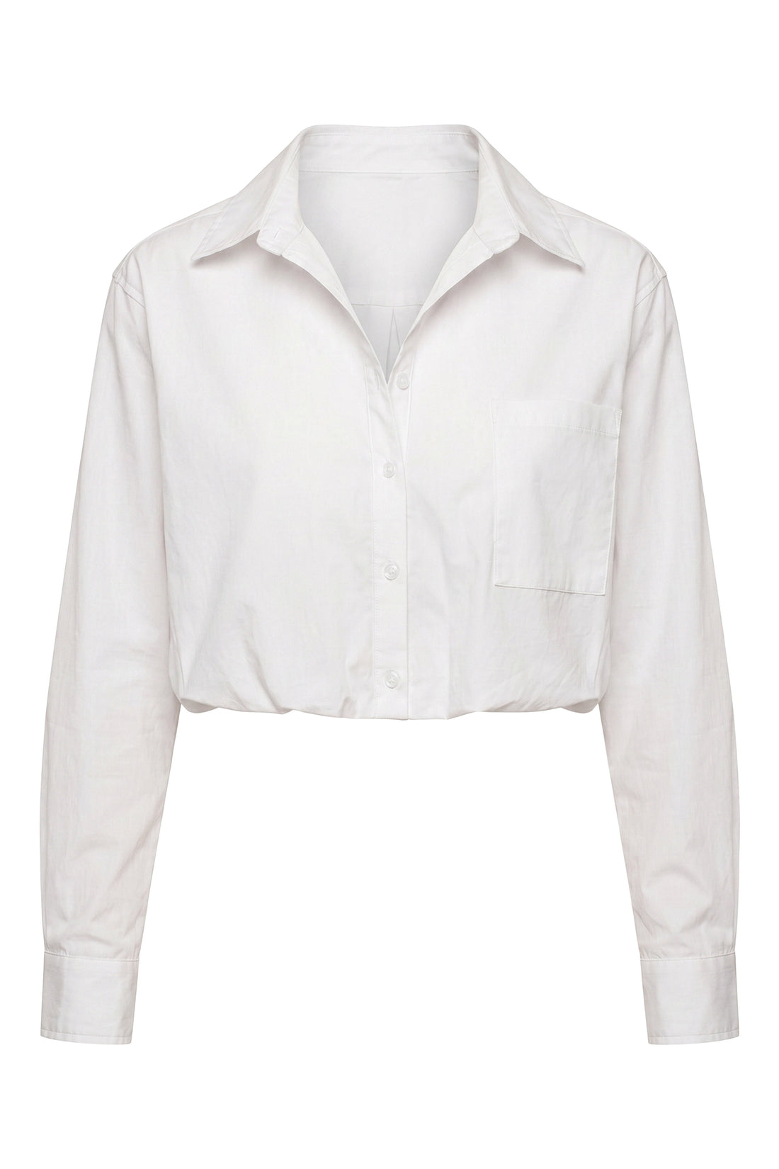 White Minimalist Button Down Crop