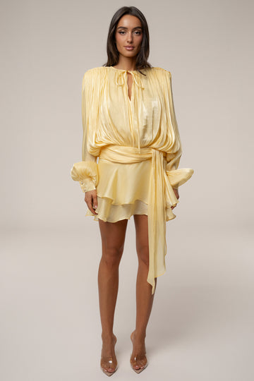 Yellow Pure Glow Draped Mini Dress