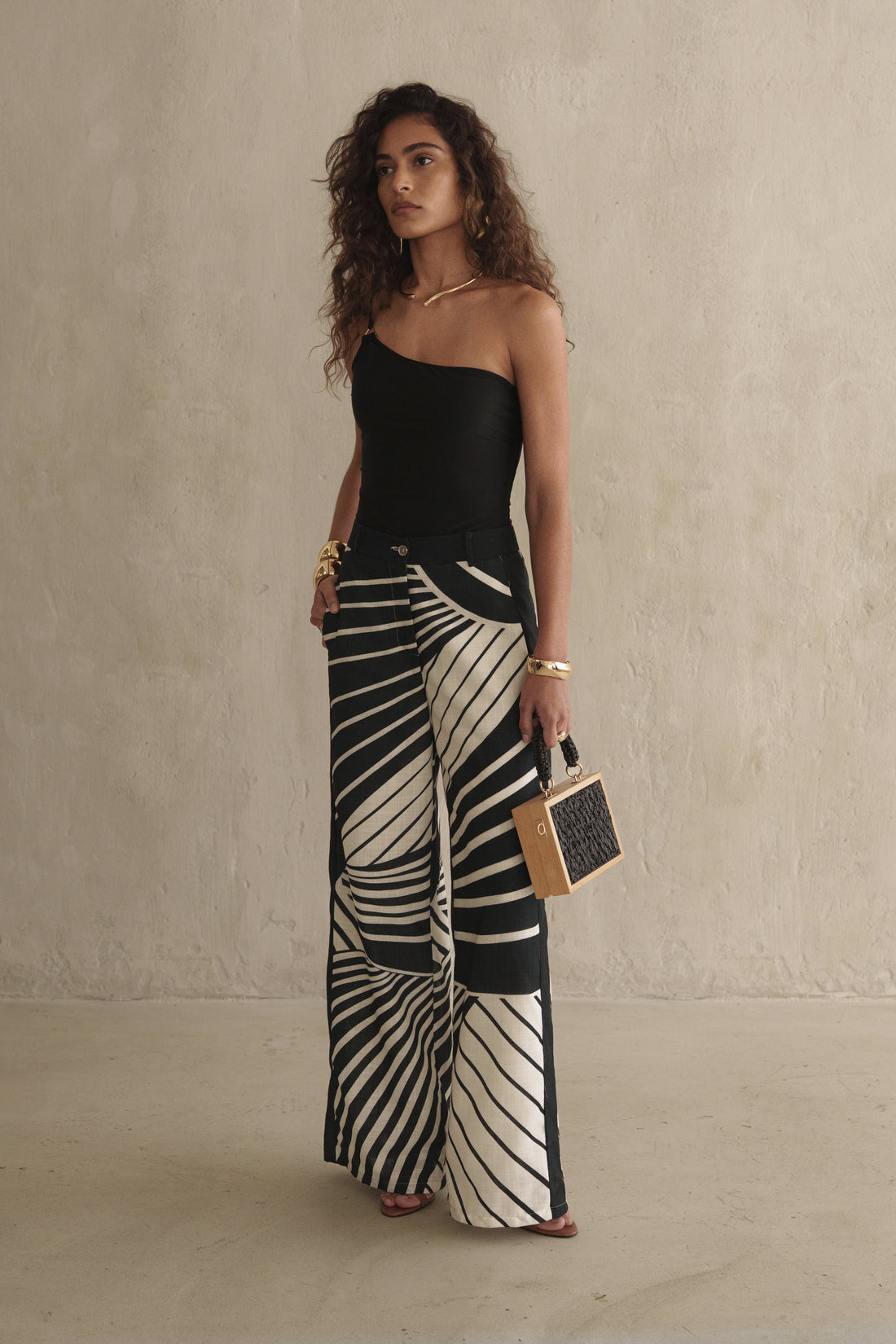 Black Abstract Sahara Pant Set